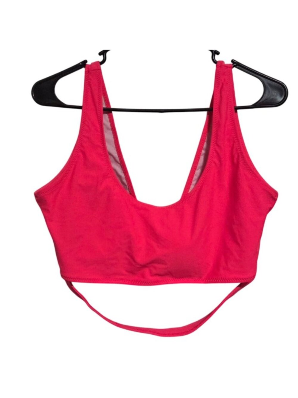 Bobbie Brooks Hot Pink Bikini Top Size XL Back Clasp Strappy Band Swimwear Swim